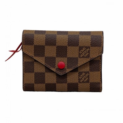 【6gd4908】ルイヴィトン 三つ折り財布 ダミエ ポルトフォイユヴィクトリーヌ N41659 エベヌ【中古】レディース