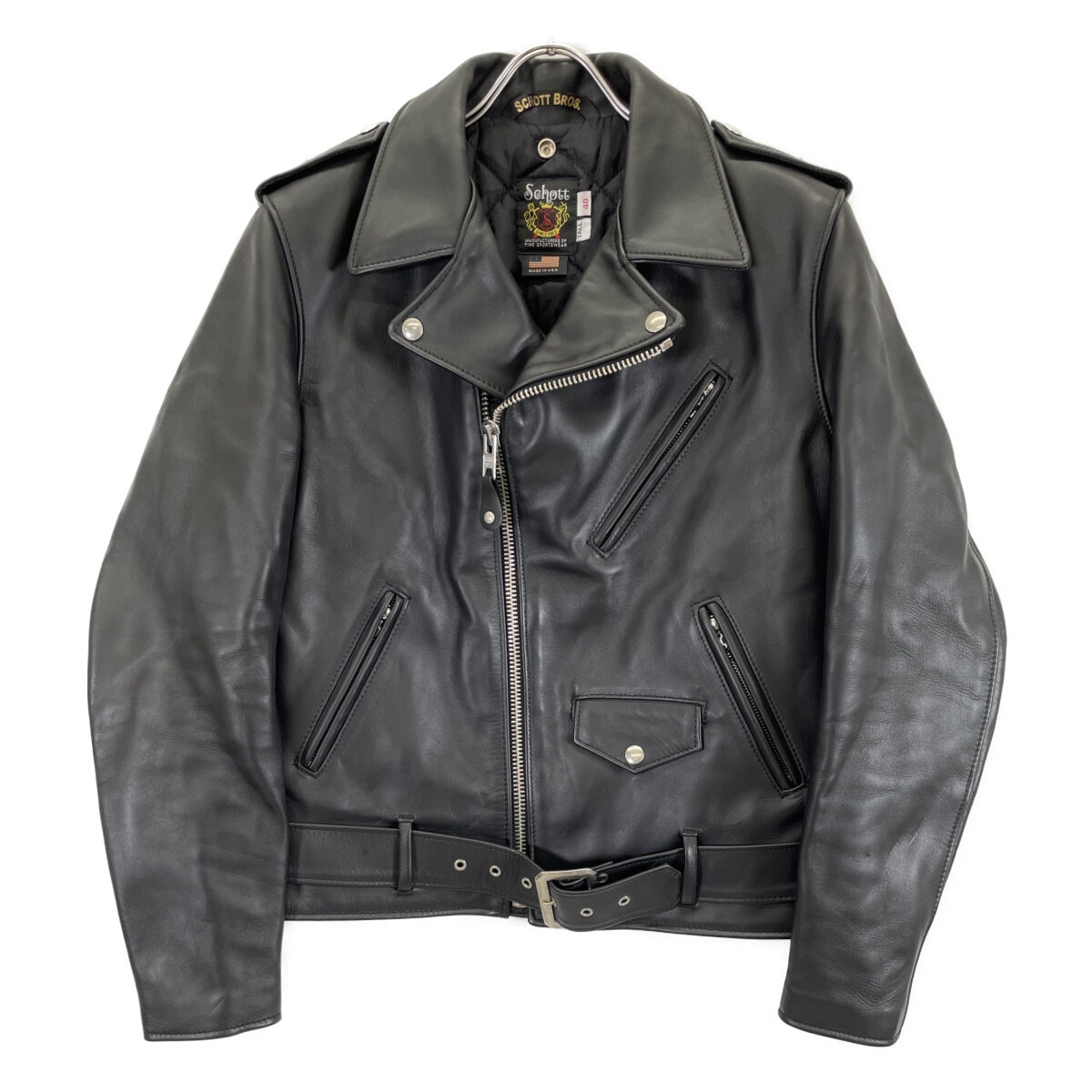 ショット 613UST ブラック 牛革 ワンスター ダブルライダースジャケット 40