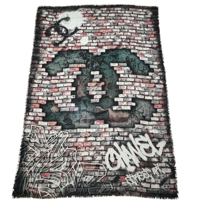 CHANEL シャネル ロゴ ストール レンガ柄 100% カシミヤ レディース