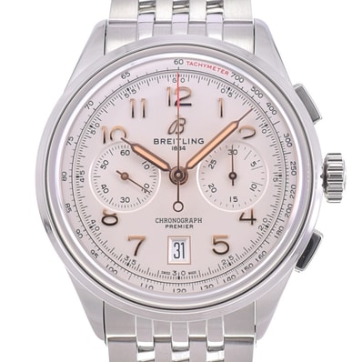 値下 ブライトリング BREITLING AB0145 プレミエ B01 クロノグラフ デイト 自動巻き メンズ 美品 内箱・保証書付き N#143113