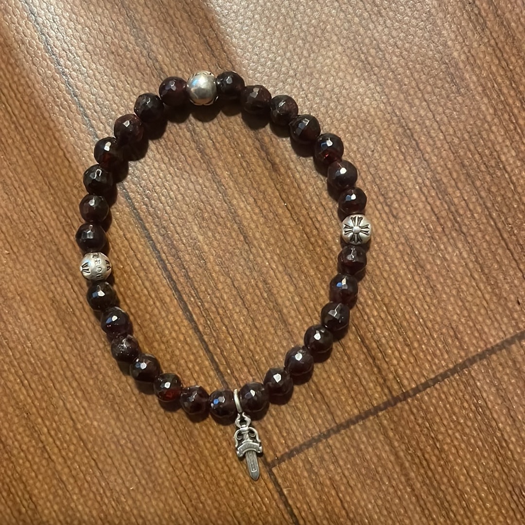 Chrome Hearts BEAD47 6mm Stack Dagger Bead Bracelet "Black"