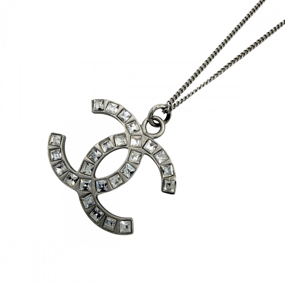 CHANEL シャネル ネックレス ココマーク アクセサリー アジャスター付き ラインストーン    B13C シルバー レディース 約5.2g 2013年【中古品】