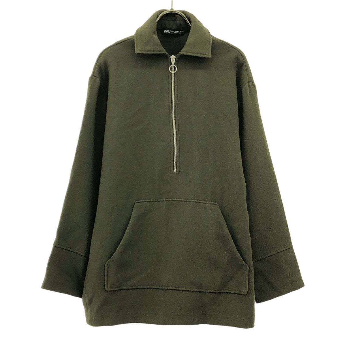 ZARA ザラ 長袖 ハーフジップ スウェット S オリーブ