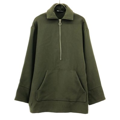 ZARA ザラ 長袖 ハーフジップ スウェット S オリーブ
