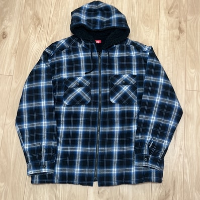 Supreme Lined Zip Up Hooded Flannel Shirt "Black"