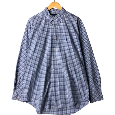 古着 ラルフローレン Ralph Lauren CLASSIC FIT クラシックフィット 長袖 ボタンダウンチェックシャツ メンズL相当/eaa570113