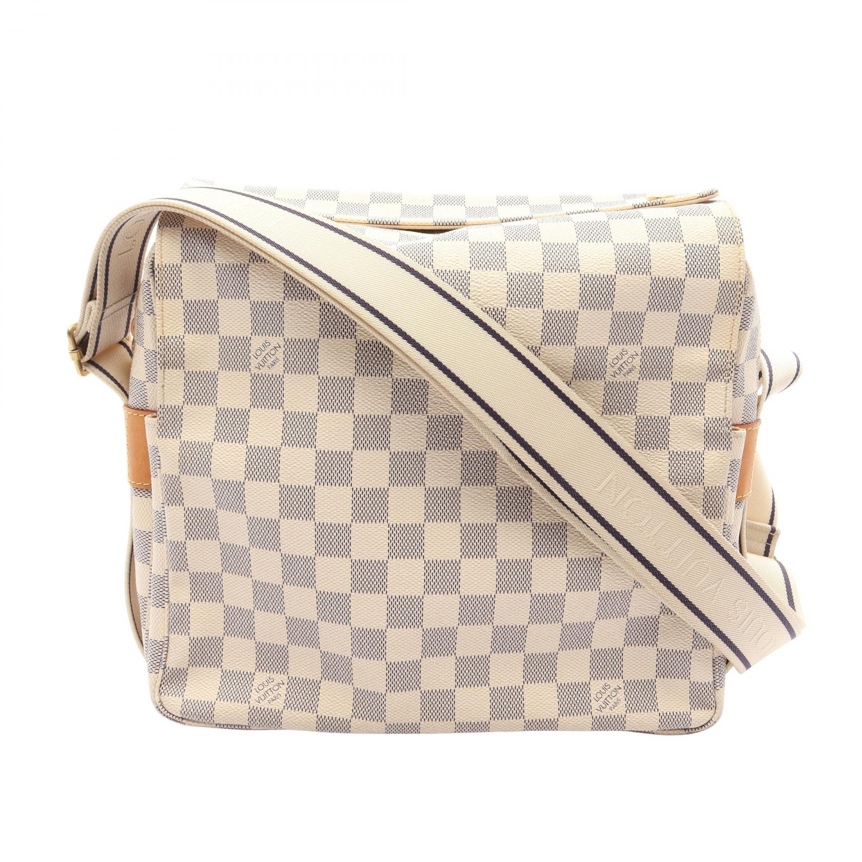 ルイ・ヴィトン LOUIS VUITTON ナヴィグリオ ダミエアズール ショルダーバッグ バッグ PVCコーティングキャンバス レザー ダミエ・アズール メンズ レディース ホワイト系 N51189 【中古】