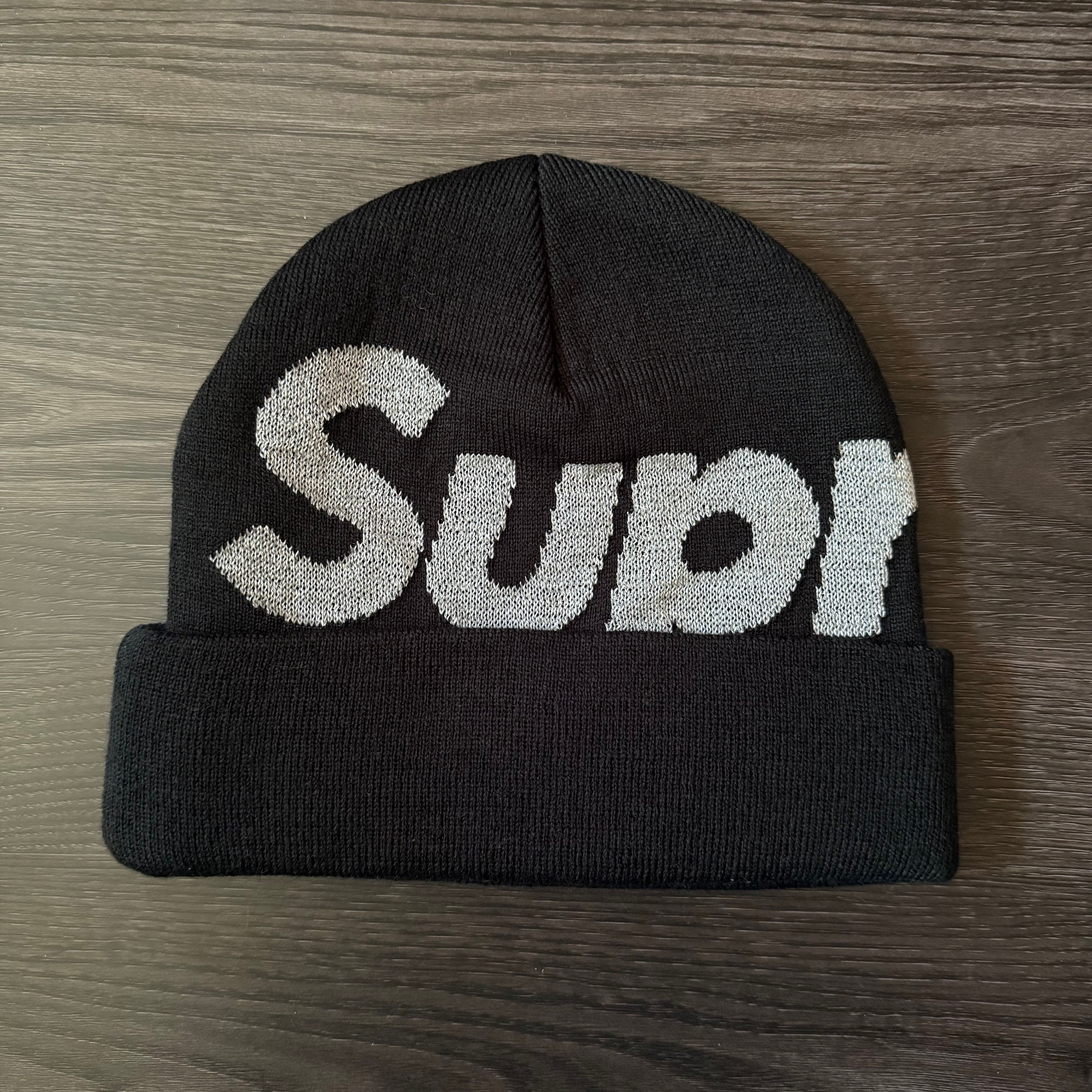 Supreme Reflective Big Logo Beanie "Black"