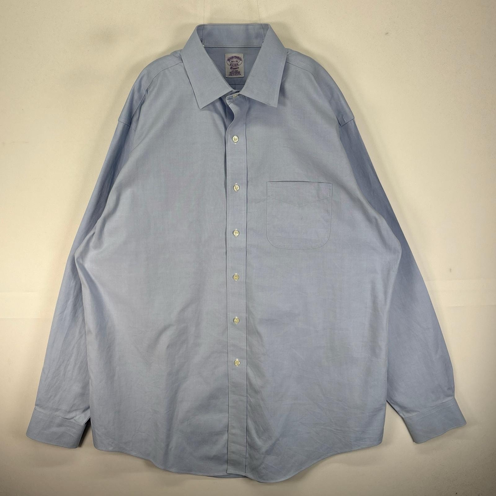 古着 ブルックスブラザーズ Brooks Brothers 長袖シャツ 胸ポケット CLASSIC L  ブルー系 無地 メンズ