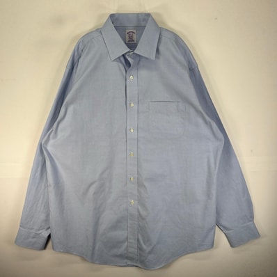 古着 ブルックスブラザーズ Brooks Brothers 長袖シャツ 胸ポケット CLASSIC L ブルー系 無地 メンズ
