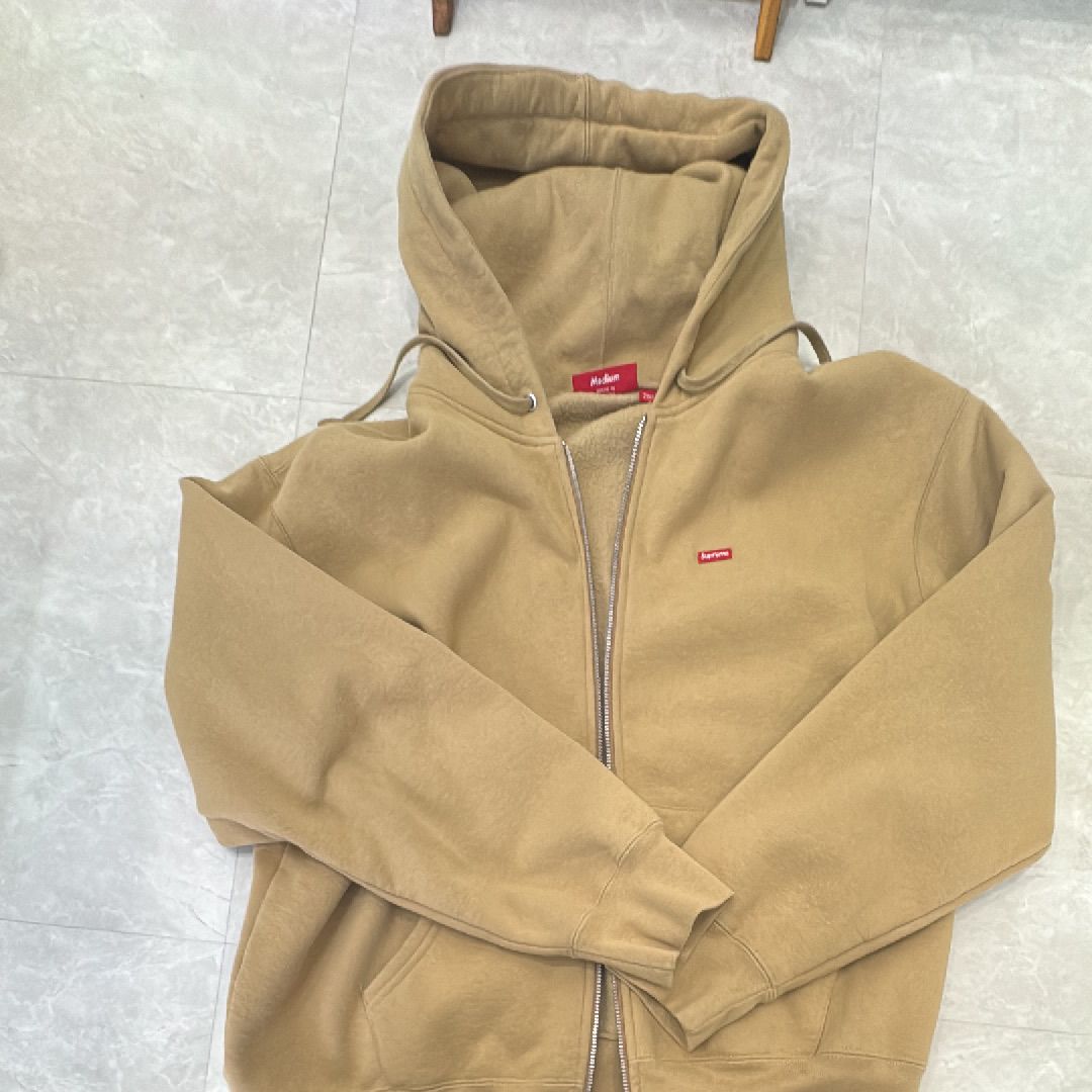 Supreme Small Box Zip Up Hooded Sweatshirt "Khaki"