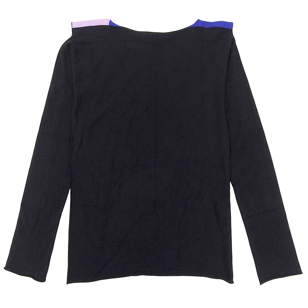 イッセイミヤケ 美品 IKKO TANAKA ボートネック ニットソー トップス レディース ブラック 3 PP01-KK772 20SS 3