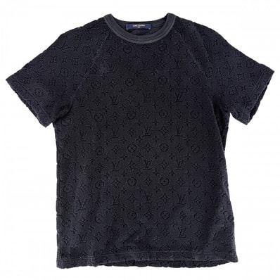 LOUIS VUITTON ルイヴィトン 半袖Tシャツ モノグラムフレンチテリー トップス ニット アパレル 服 XS ネイビー 紺 シルク コットン メンズ 春 夏【中古品】