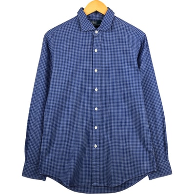 古着 ラルフローレン Ralph Lauren POLO by Ralph Lauren ワイドカラー 長袖 コットンチェックシャツ メンズM相当/eaa592774