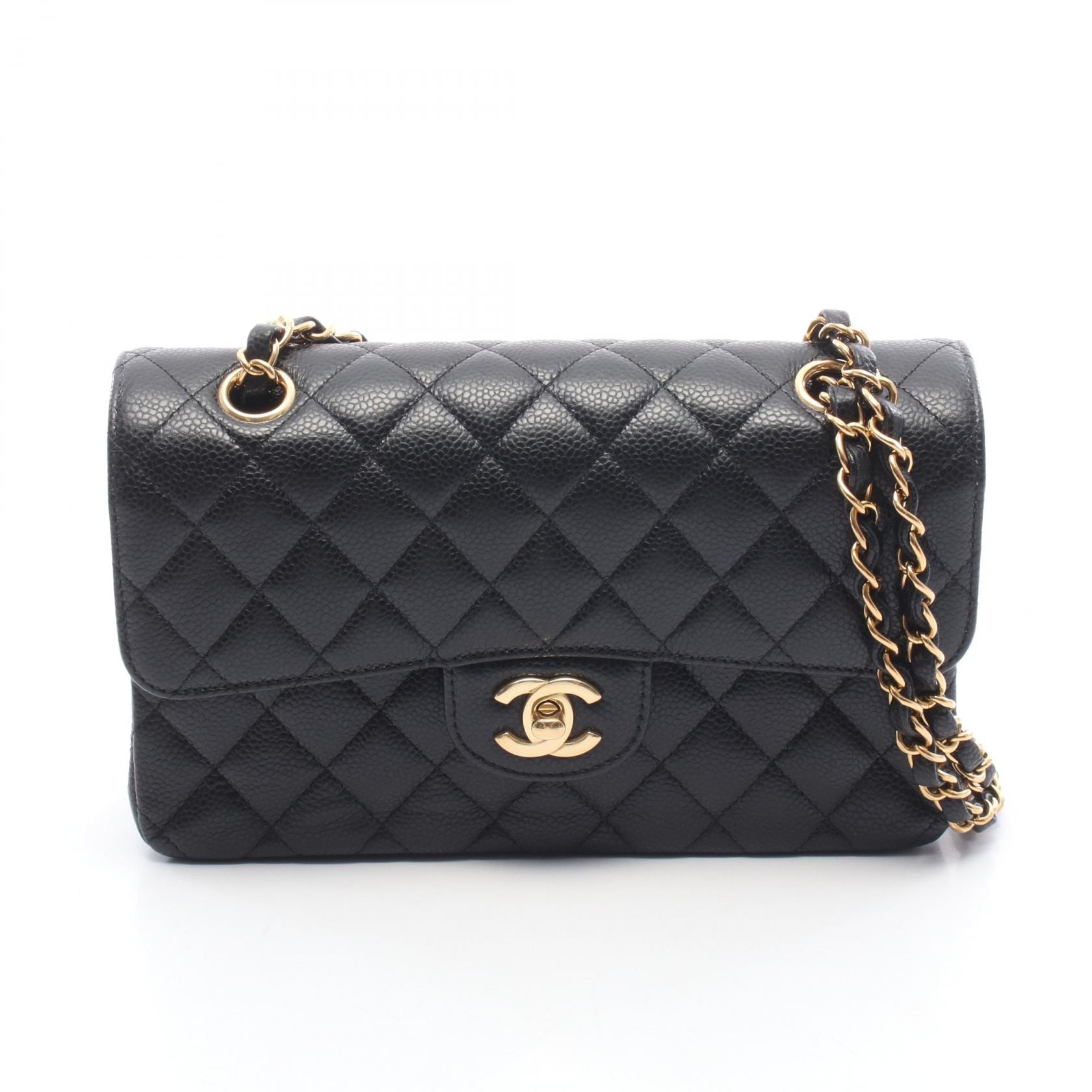 シャネル CHANEL マトラッセ Wフラップ ショルダーバッグ バッグ キャビアスキン(グレインドカーフ) レディース ブラック系 A01113 【中古】