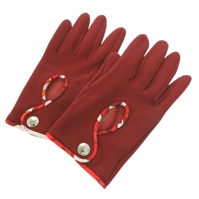 エルメス セリエ シルク ダークレッド 手袋・グロー