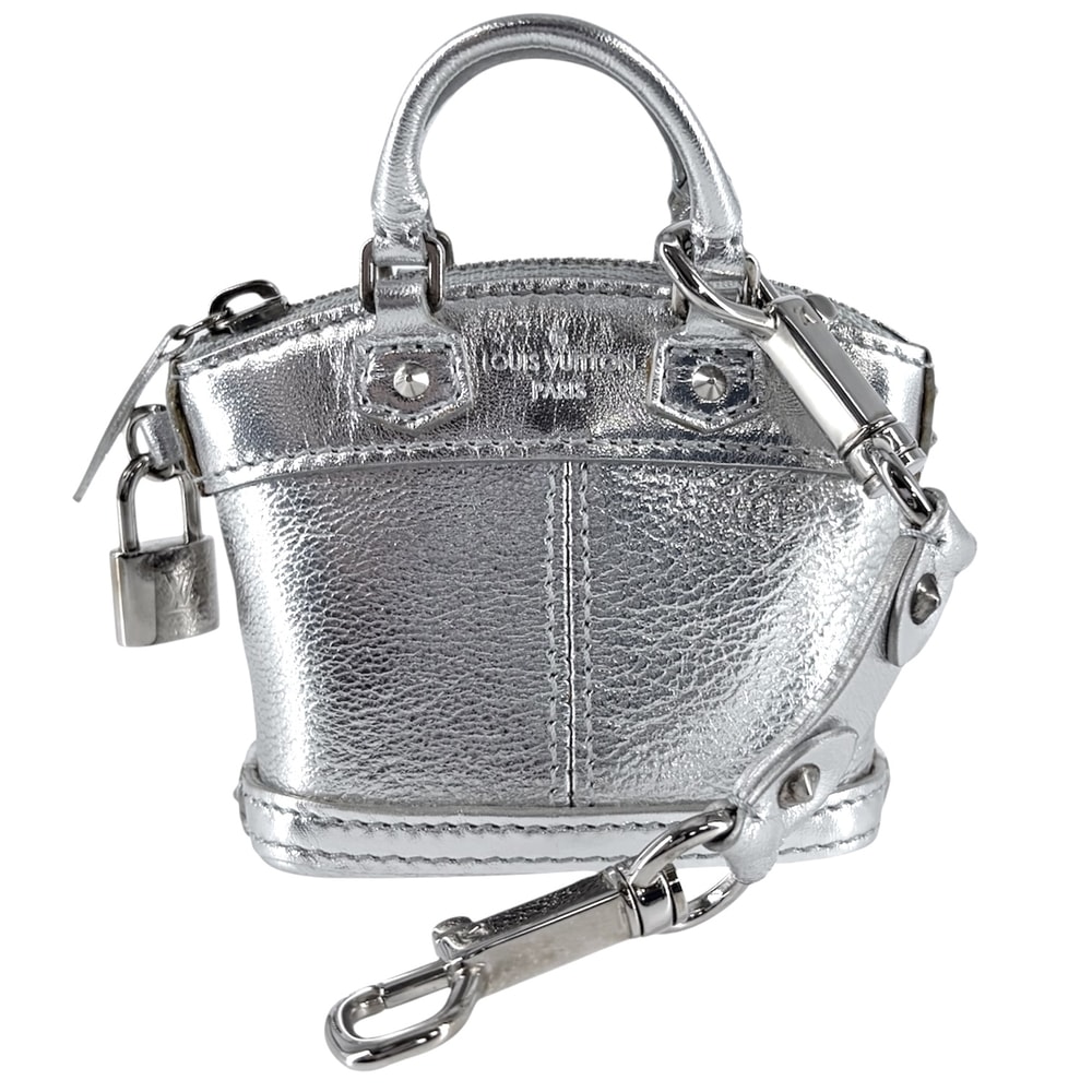 LOUIS VUITTON ルイヴィトン キーホルダー ミニロックイット チャーム ポーチ 小物入れ レザー    シルバー シルバー金具 レディース【中古品】
