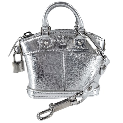 LOUIS VUITTON ルイヴィトン キーホルダー ミニロックイット チャーム ポーチ 小物入れ レザー シルバー シルバー金具 レディース【中古品】