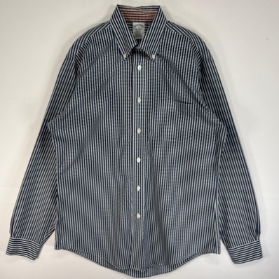 古着 ブルックスブラザーズ Brooks Brothers 長袖シャツ 胸ポケ ボタンダウン チェック M ネイビー系 マルチカラー メンズ