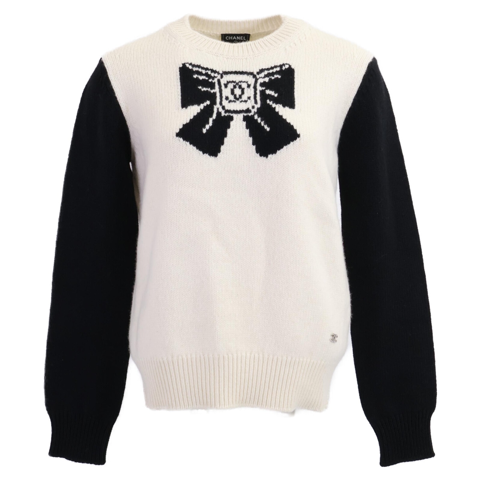 シャネル 【新品同様/国内正規】25AW P79718K11580 COCO NEIGE ココネージュ リボンデザイン カシミヤ混 ニットセーター 36