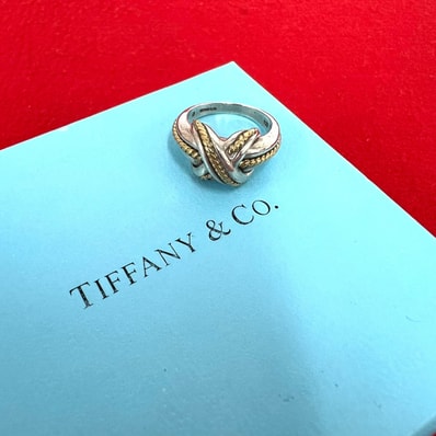 TIFFANY&Co. ティファニー シグネチャー リング シルバー925 K18イエローゴールド リング・指輪 9号 シルバー
76744