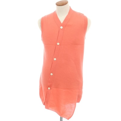 【中古】コムデギャルソンシャツ COMME des GARCONS SHIRT 2024年秋冬 ウール ロングニットベストカーディガン コーラルピンク【サイズM】【メンズ】