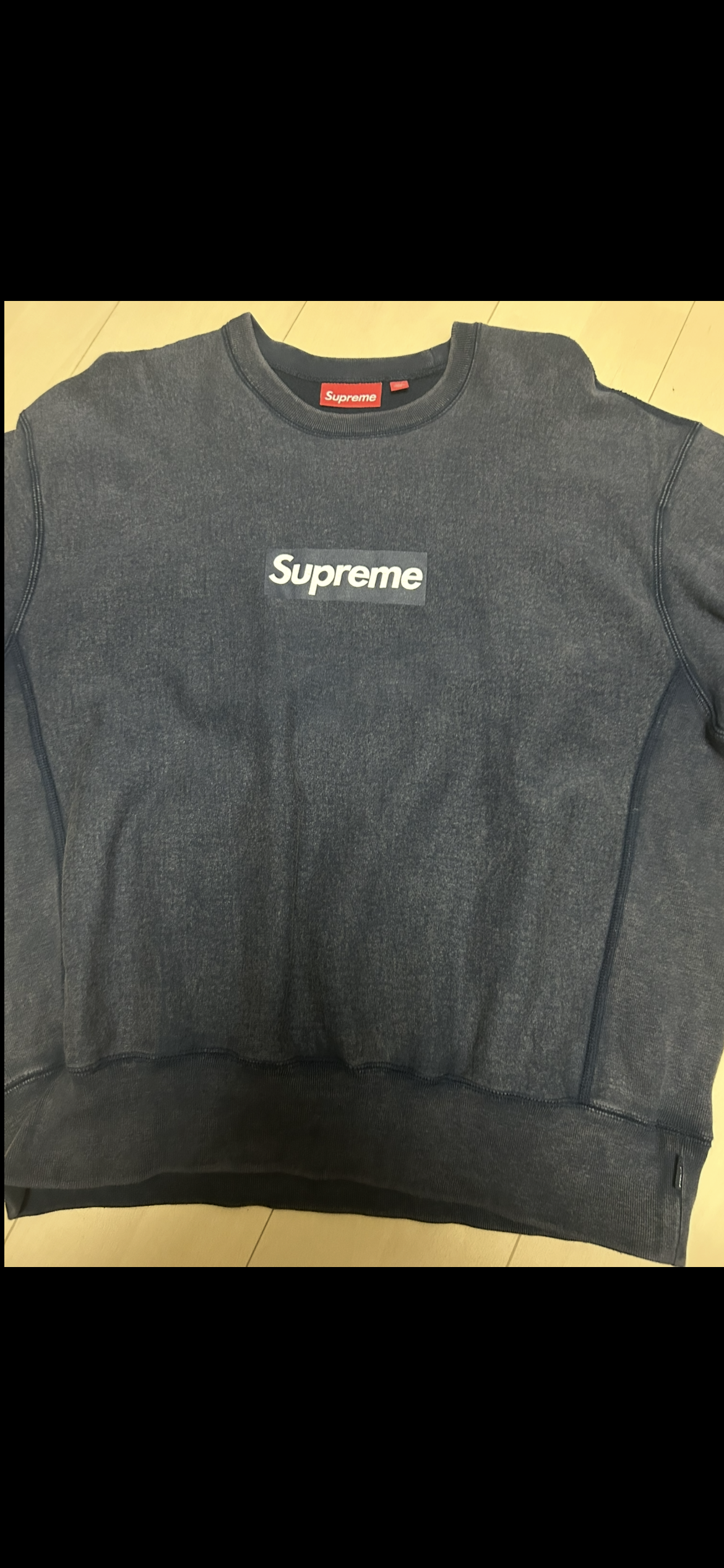 Supreme Washed Box Logo Crewneck "Navy"