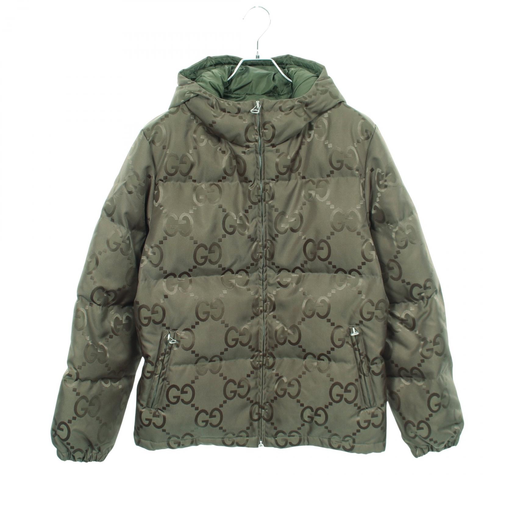 グッチ GUCCI ジャンボGG フード付き ダウンジャケット 衣料品 アウター ナイロン メンズ カーキ系 698710 【中古】