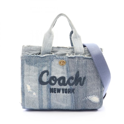 コーチ COACH カーゴ トート 26 2WAY トートバッグ バッグ デニム レディース ブルー系 【中古】