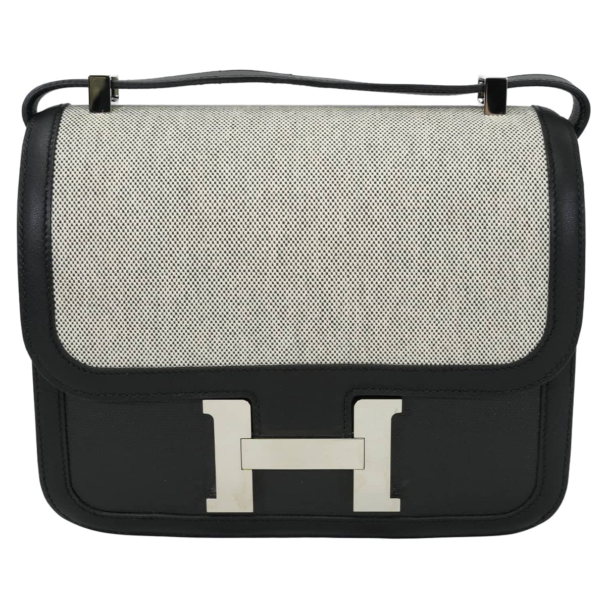 HERMES エルメス ショルダーバッグ コンスタンス3 24 MM 黒 (ブラック)/エクリュ トワルHベルリンヌ/エプソン/スイフト シルバー金具 C刻印 新品同様【中古】