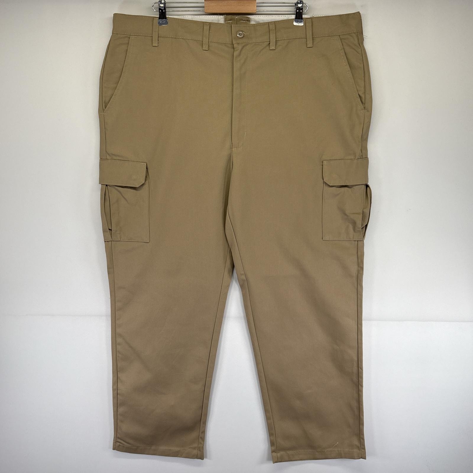 古着 レッドキャップ RED KAP ワークパンツ カーゴ ワンポイントロゴ ジッパーフライ 作業着 長ズボン w46 L32  ベージュ メンズ