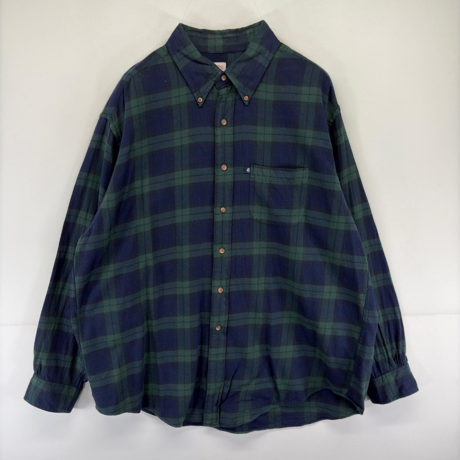 古着 ブルックスブラザーズ Brooks Brothers 長袖シャツ ボタンダウン ネル 346 大きいサイズ XL  ネイビー系 チェック メンズ