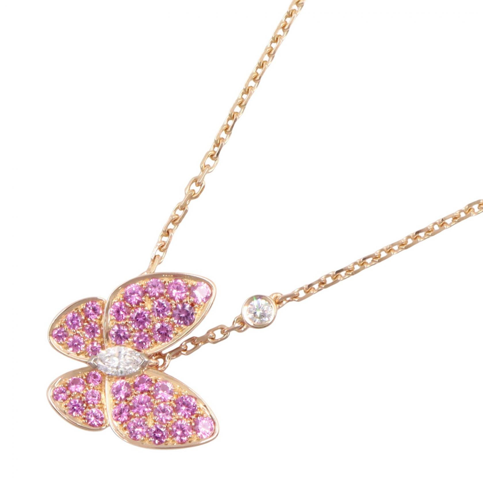 ヴァンクリーフ&アーペル Van Cleef & Arpels ドゥパピヨン ネックレス ネックレス ジュエリー K18PG(ピンクゴールド) ダイヤモンド ピンクサファイア レディース ゴールド系 / クリア系 / ピンク系 VCARO3M200