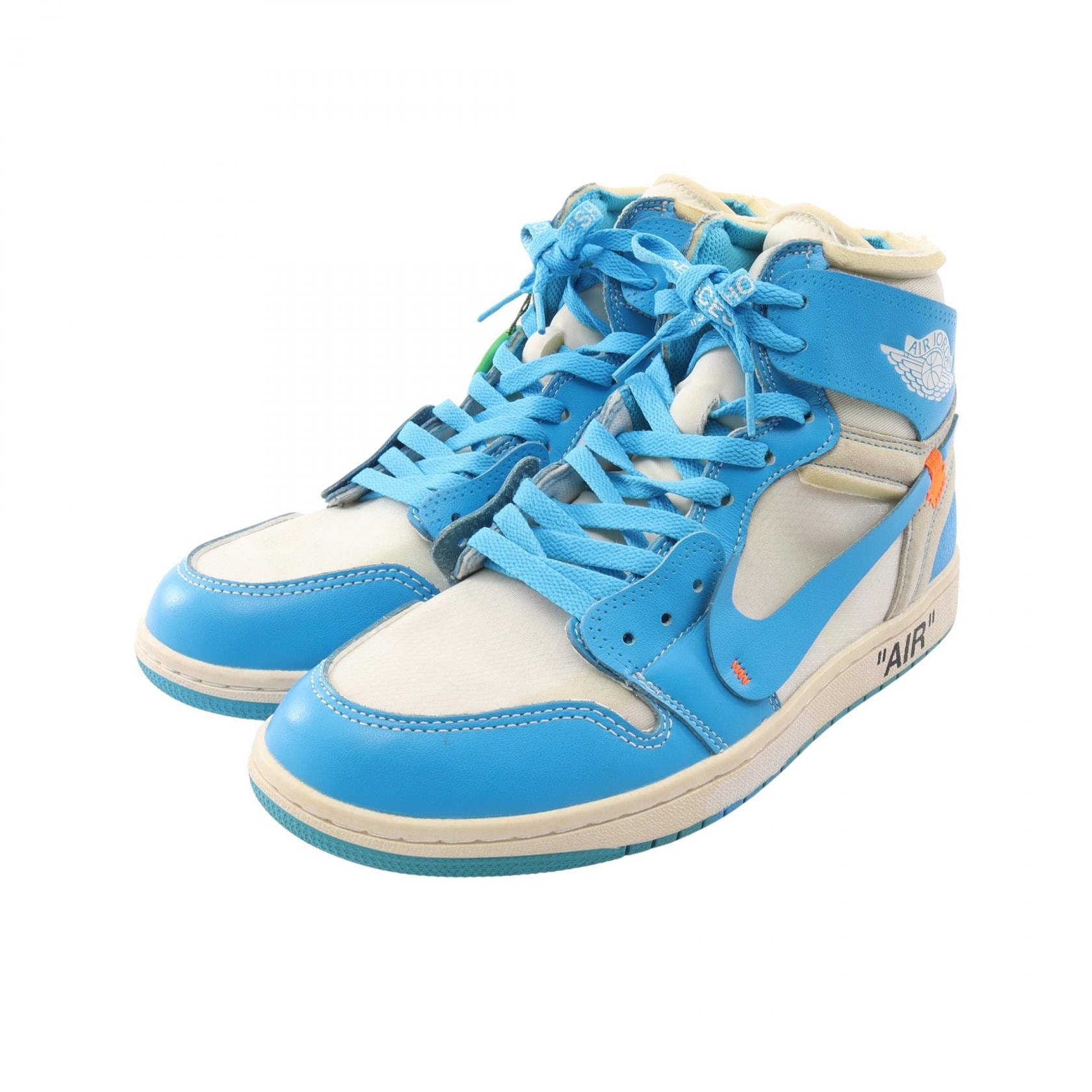 オフホワイト OFF-WHITE OFF-WHITE × Nike AIR JORDAN 1 POWDER スニーカー 靴 レザー ファブリック メンズ ブルー系 / アイボリー系 / ホワイト系 AQ0818-148 【中古】