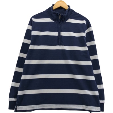 古着 エルエルビーン L.L.Bean ボーダー柄 ハーフジップスウェットシャツ トレーナー メンズL相当/eaa545707