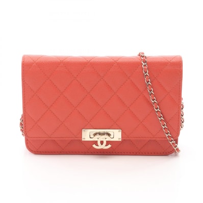 シャネル CHANEL マトラッセ ココロック ショルダーバッグ バッグ キャビアスキン(グレインドカーフ) レディース オレンジ系 【中古】