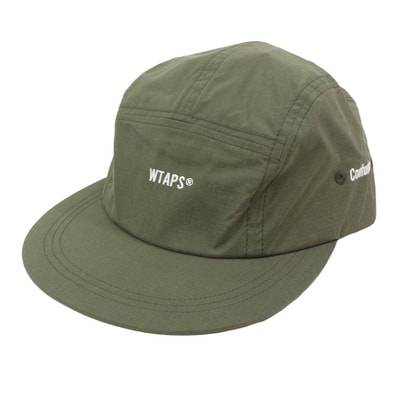 WTAPS ダブルタップス 24SS 241HCDT-HT11 T-5 02 Cap Nylon. Ripstop. Sign ロゴ刺繍 リップストップ ナイロン キャップ 帽子 カーキ系 X00【極上美品】【中古】