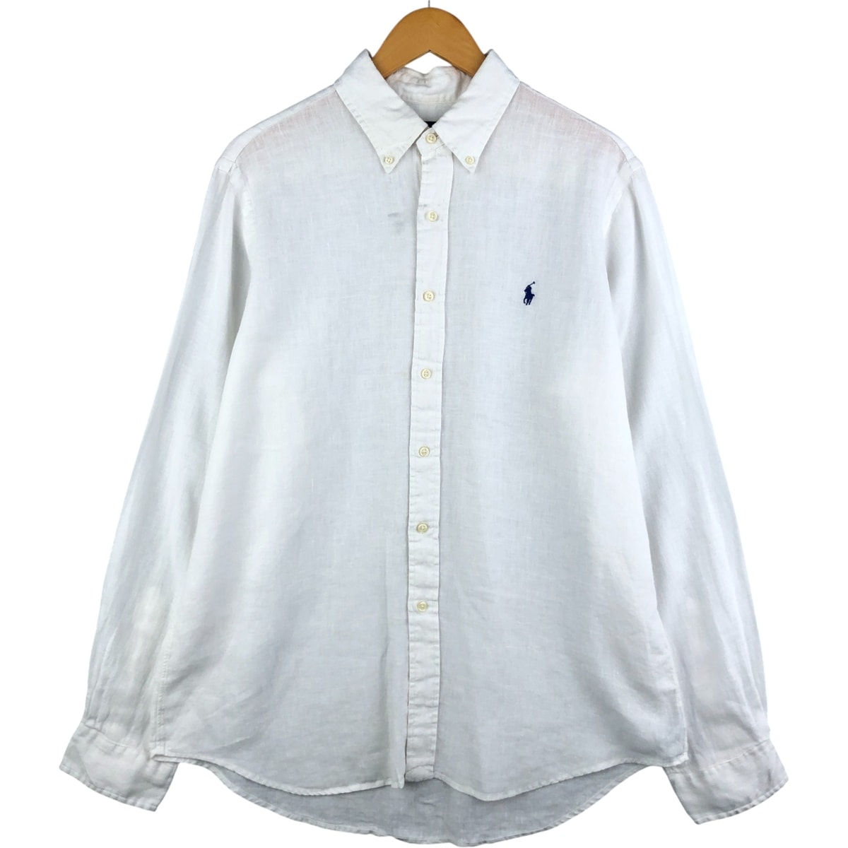 古着 ラルフローレン Ralph Lauren POLO RALPH LAUREN 長袖 リネン ボタンダウンシャツ メンズL相当/eaa594715