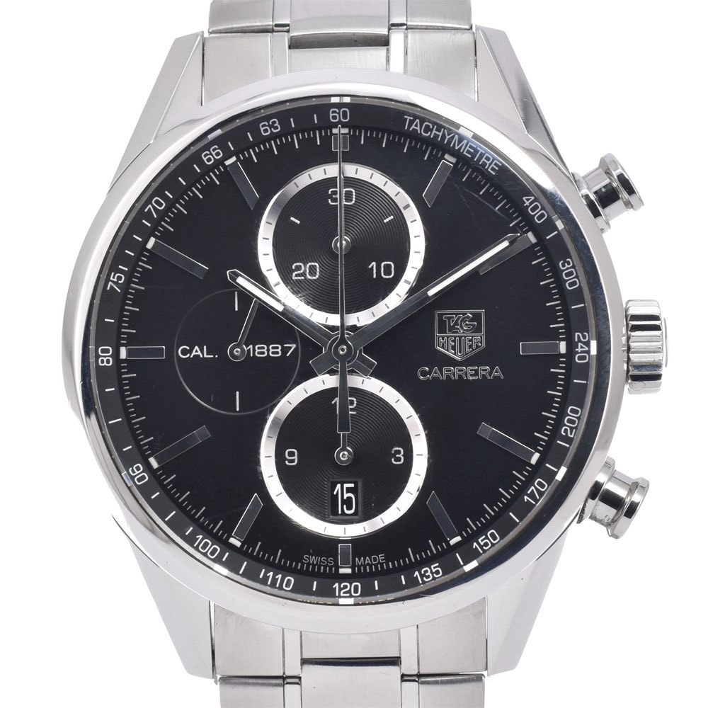 タグホイヤー TAG HEUER CAR2110 カレラ CAL.1887 ブラック 自動巻き メンズ 良品 箱・保証書付き 腕時計 M#150906