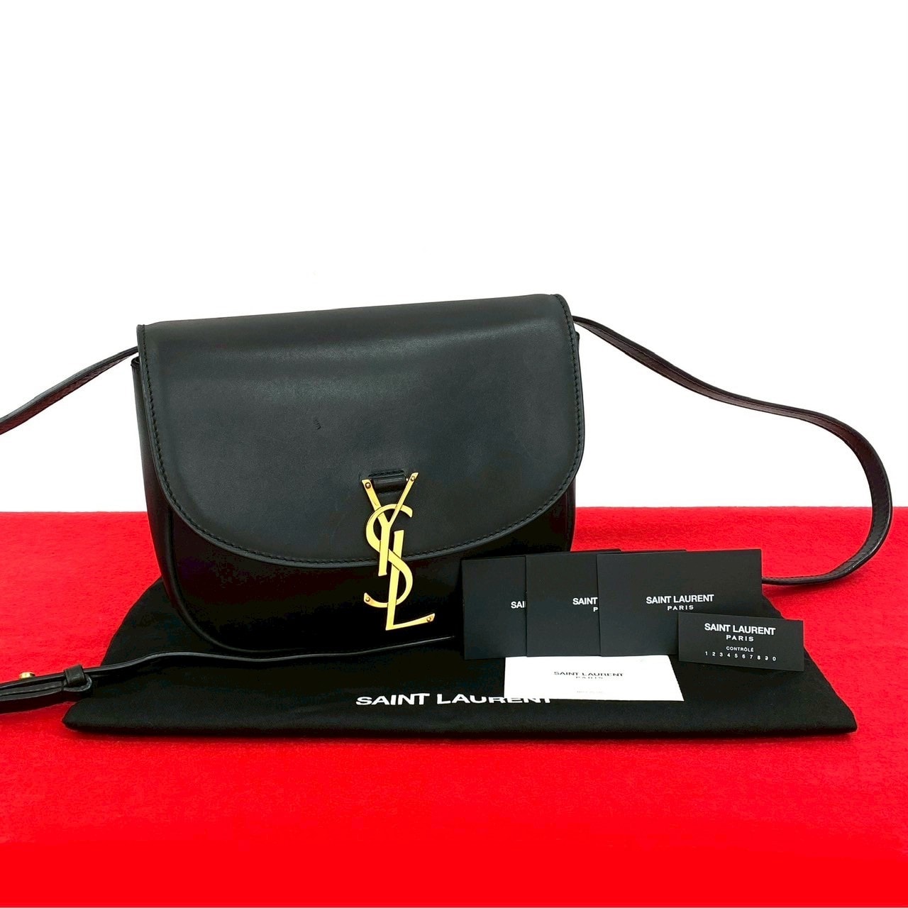 YVES SAINT LAURENT イヴ・サンローラン YSL ロゴ 金具 レザー ショルダーバッグ ブラック
38356
