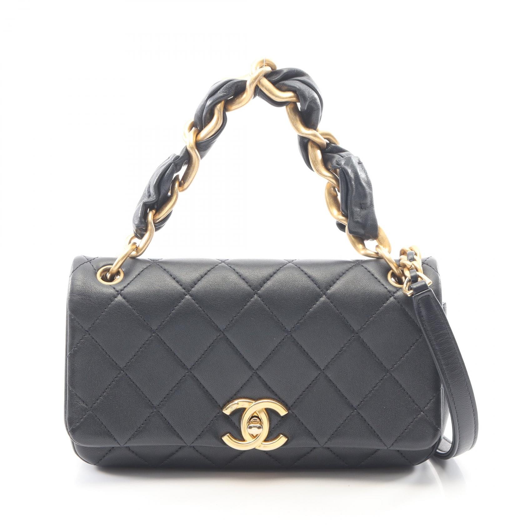 シャネル CHANEL マトラッセ 2WAY ショルダーバッグ バッグ ラムスキン(羊革) レディース ネイビー系 【中古】