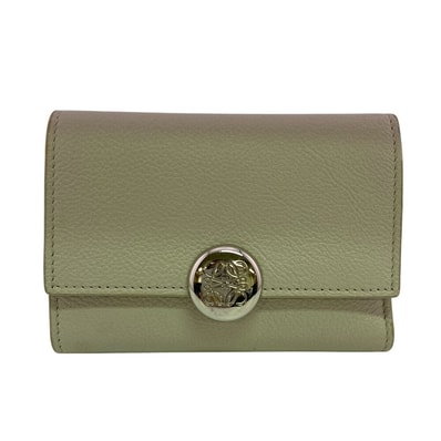 ロエベ LOEWE 三つ折り財布 アナグラムロゴ ペブル バーティカル ウォレット スモール コンパクトウォレット ベージュ