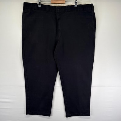 古着 ディッキーズ Dickies パンツ ワンポイント 大きいサイズ 874 オリジナルフィット ジッパーフライ w43 L30 ブラック系 メンズ