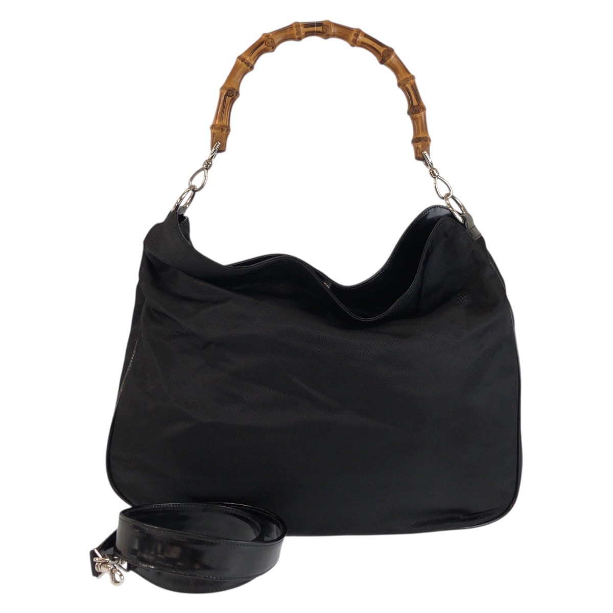 GUCCI グッチ バンブー ブラック 黒 シルバー金具 ナイロン ハンドバッグ ショルダーバッグ 2way 603295 【中古】