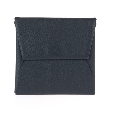 美品 HERMES エルメス バスティア ブラック 黒 シルバー金具 レザー コインケース 小銭入れ 男女兼用 W刻印 600868 【中古】