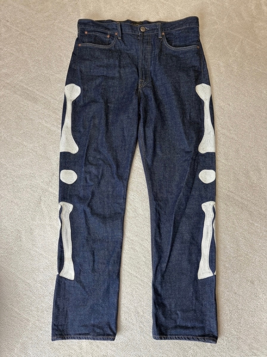 KAPITAL 14OZ DENIM 5P SHORT PANTS (BOUND EMBROIDERY) 