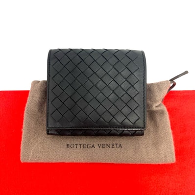 BOTTEGA VENETA ボッテガヴェネタ イントレチャート レザー 三つ折り財布 ブラック
k25-4