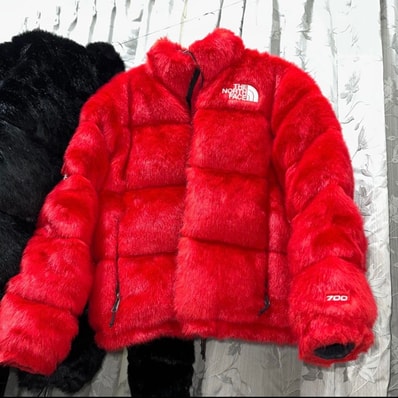 Supreme x The North Face Faux Fur Nuptse Jacket "Red"