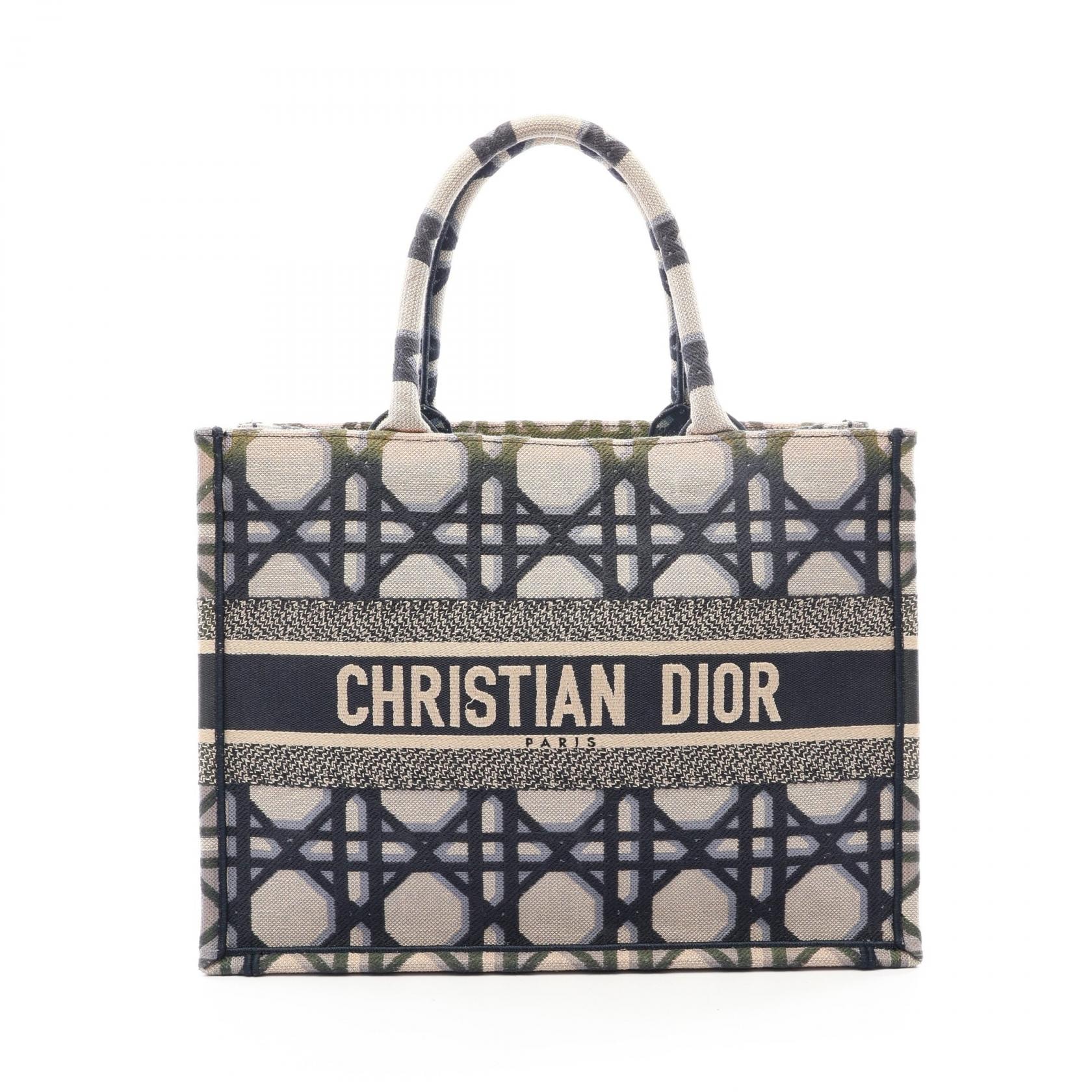 ディオール Dior BOOK TOTE ブックトート ミディアム トートバッグ バッグ キャンバス レディース ベージュ系 / ネイビー系 【中古】