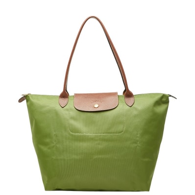 ロンシャン ル プリアージュL トートバッグ ショルダーバッグ グリーン ブラウン ナイロン レザー レディース Longchamp 【中古】